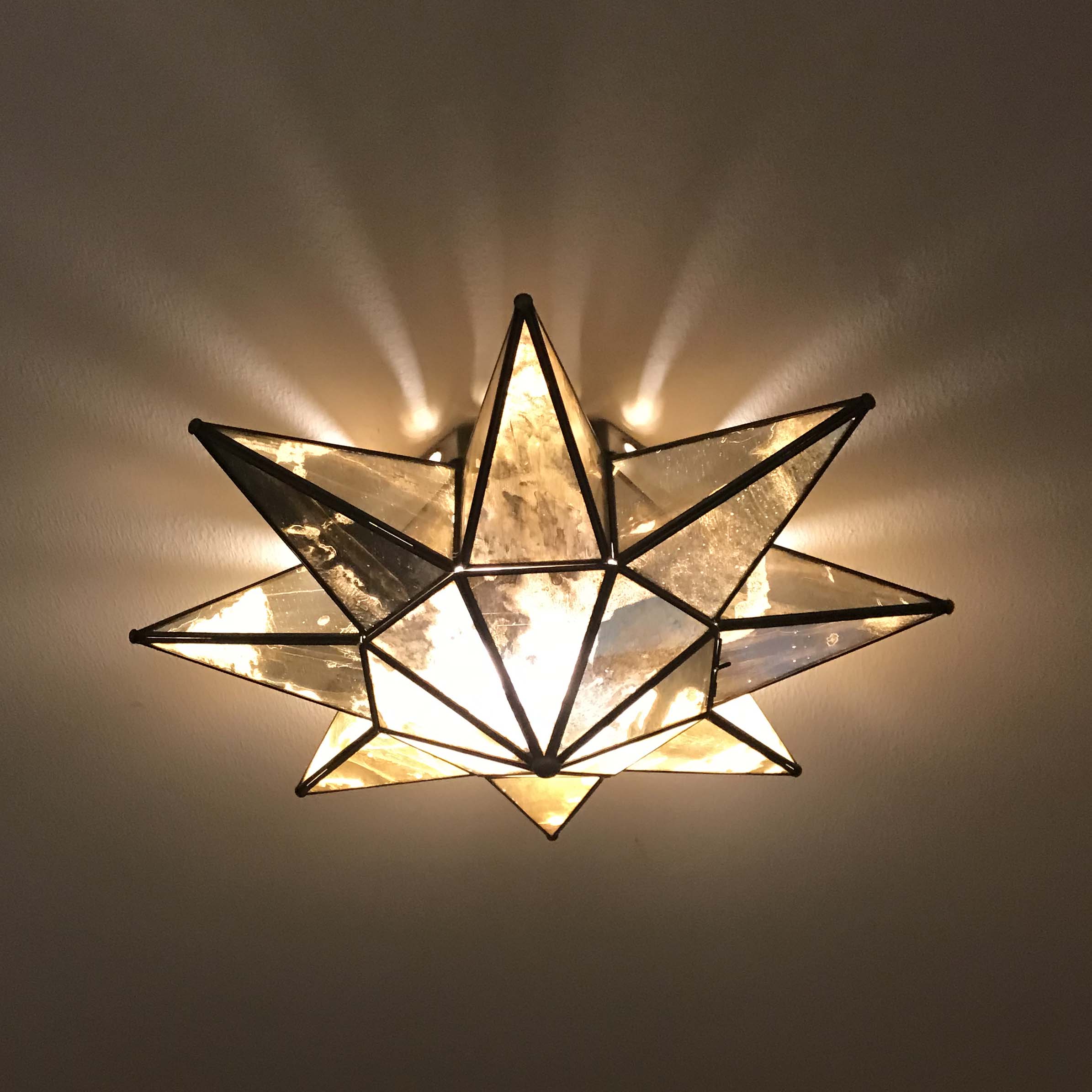 Moravian Star Mercury Glass Star Flush Mount Light Fixture EBTH